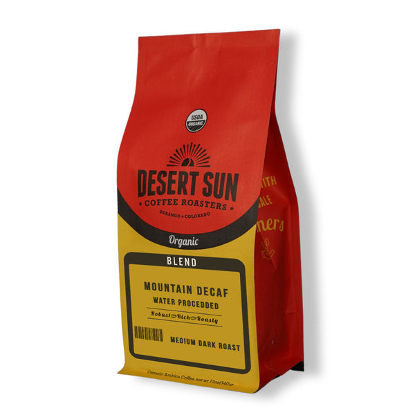 12oz bag of Mountain Decaf by desert sun coffee
